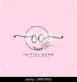 OC Initial handwriting logo with circle Stock Vector
