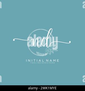 ND Initial handwriting logo with circle Stock Vector