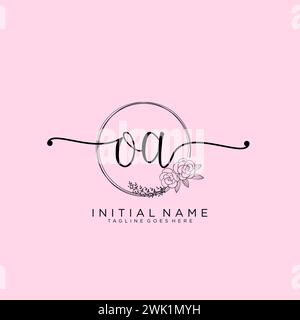OA Initial handwriting logo with circle Stock Vector