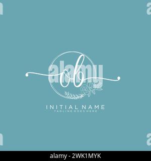 OB Initial handwriting logo with circle Stock Vector