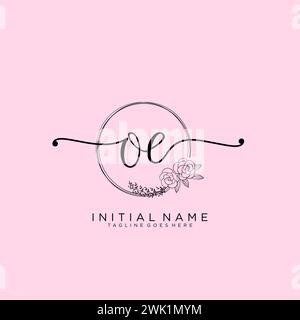 OE Initial handwriting logo with circle Stock Vector
