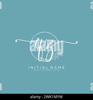 QZ Initial handwriting logo with circle Stock Vector