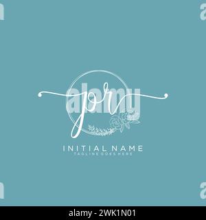 PR Initial handwriting logo with circle Stock Vector