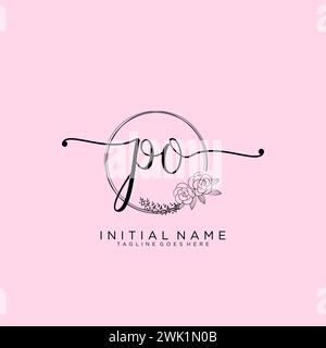PO Initial handwriting logo with circle Stock Vector
