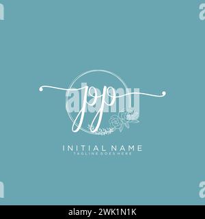 PP Initial handwriting logo with circle Stock Vector