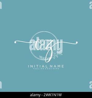 OZ Initial handwriting logo with circle Stock Vector