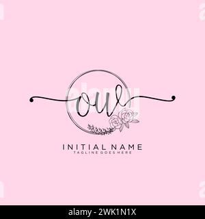 OW Initial handwriting logo with circle Stock Vector
