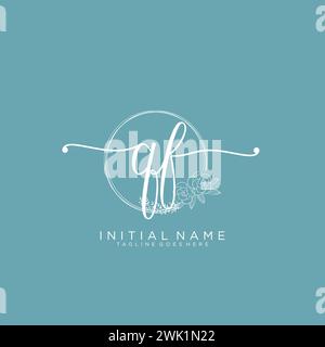 QF Initial handwriting logo with circle Stock Vector