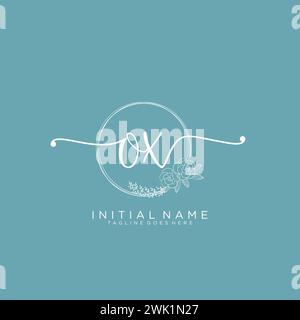 OX Initial handwriting logo with circle Stock Vector