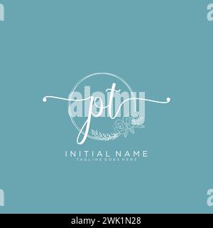 PT Initial handwriting logo with circle Stock Vector