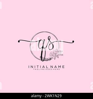QS Initial handwriting logo with circle Stock Vector