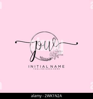 PW Initial handwriting logo with circle Stock Vector