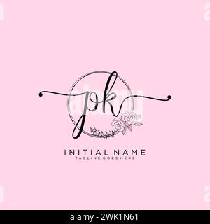 PK Initial handwriting logo with circle Stock Vector
