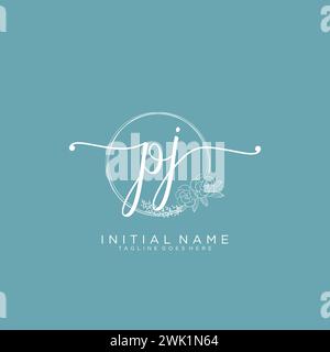 PJ Initial handwriting logo with circle Stock Vector