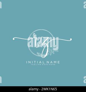 RZ Initial handwriting logo with circle Stock Vector