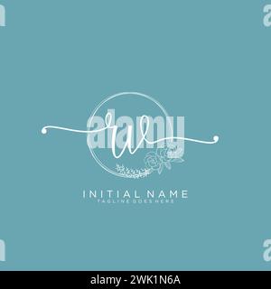 RV Initial handwriting logo with circle Stock Vector
