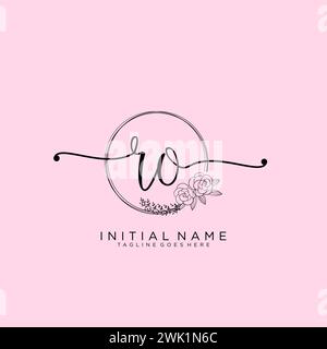 RO Initial handwriting logo with circle Stock Vector