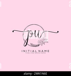 PU Initial handwriting logo with circle Stock Vector