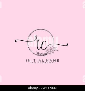 RC Initial handwriting logo with circle Stock Vector