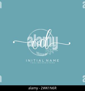 OD Initial handwriting logo with circle Stock Vector