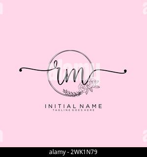 RM Initial handwriting logo with circle Stock Vector