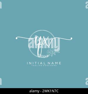 QX Initial handwriting logo with circle Stock Vector