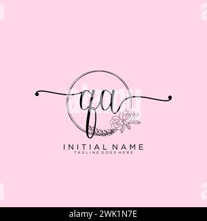QA Initial handwriting logo with circle Stock Vector