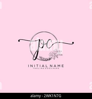 PC Initial handwriting logo with circle Stock Vector