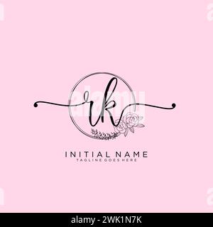 RK Initial handwriting logo with circle Stock Vector