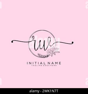RW Initial handwriting logo with circle Stock Vector