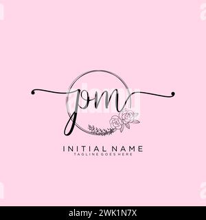 PM Initial handwriting logo with circle Stock Vector