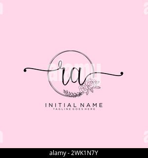 RA Initial handwriting logo with circle Stock Vector