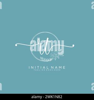 RT Initial handwriting logo with circle Stock Vector