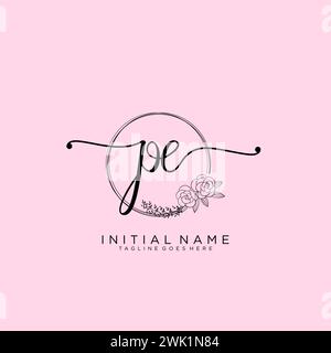 PE Initial handwriting logo with circle Stock Vector