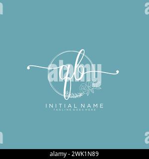 QB Initial handwriting logo with circle Stock Vector