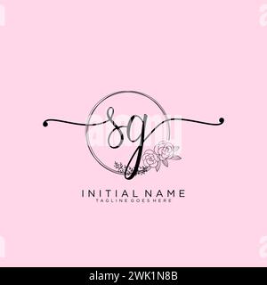 SG Initial handwriting logo with circle Stock Vector