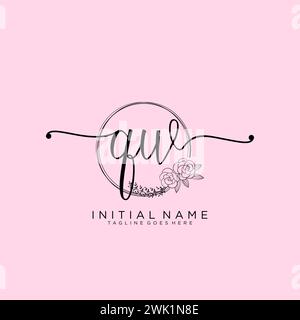 QW Initial handwriting logo with circle Stock Vector