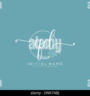 QD Initial handwriting logo with circle Stock Vector