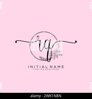 RQ Initial handwriting logo with circle Stock Vector