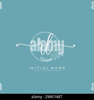 RL Initial handwriting logo with circle Stock Vector