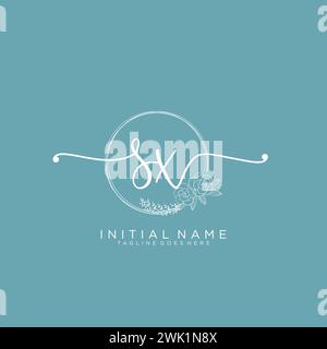 SX Initial handwriting logo with circle Stock Vector
