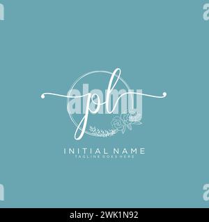 PL Initial handwriting logo with circle Stock Vector
