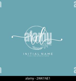 RD Initial handwriting logo with circle Stock Vector
