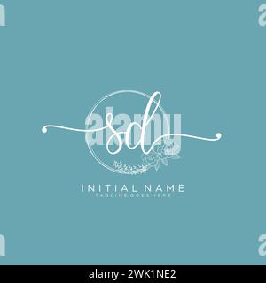 SD Initial handwriting logo with circle Stock Vector