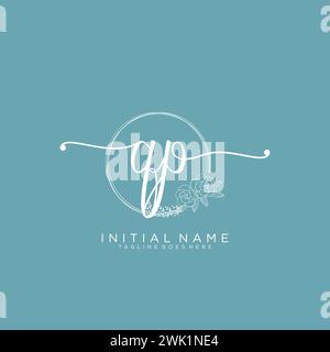 QP Initial handwriting logo with circle Stock Vector