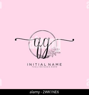 QG Initial handwriting logo with circle Stock Vector