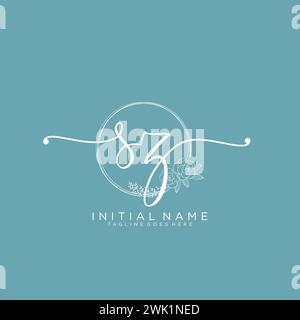 SZ Initial handwriting logo with circle Stock Vector