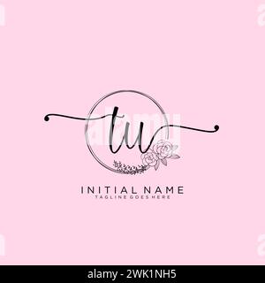 TU Initial handwriting logo with circle Stock Vector
