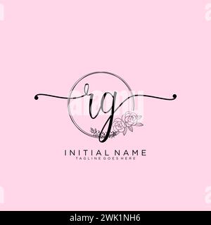 RG Initial handwriting logo with circle Stock Vector