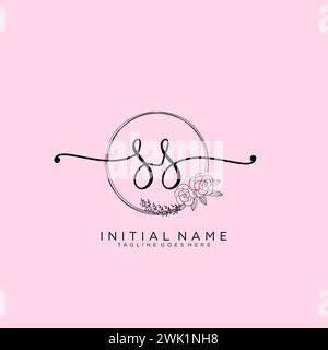 SS Initial handwriting logo with circle Stock Vector